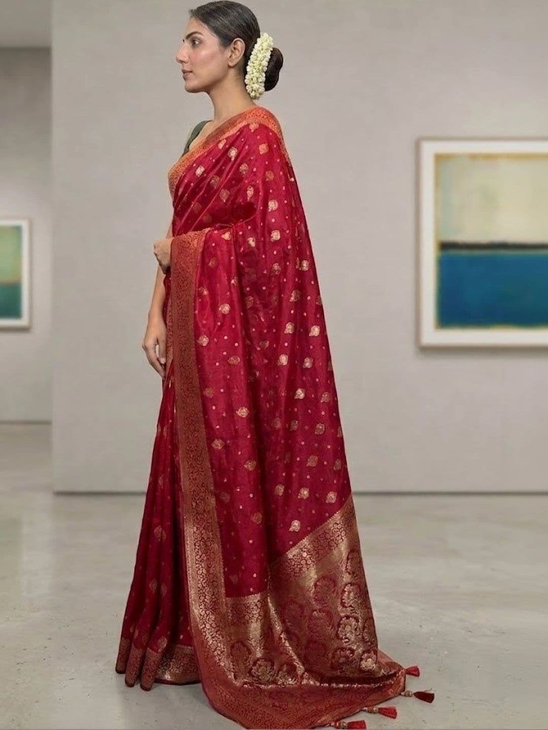 AmiFashion Woven Design Zari Art Silk Banarasi Saree thumbnail 2