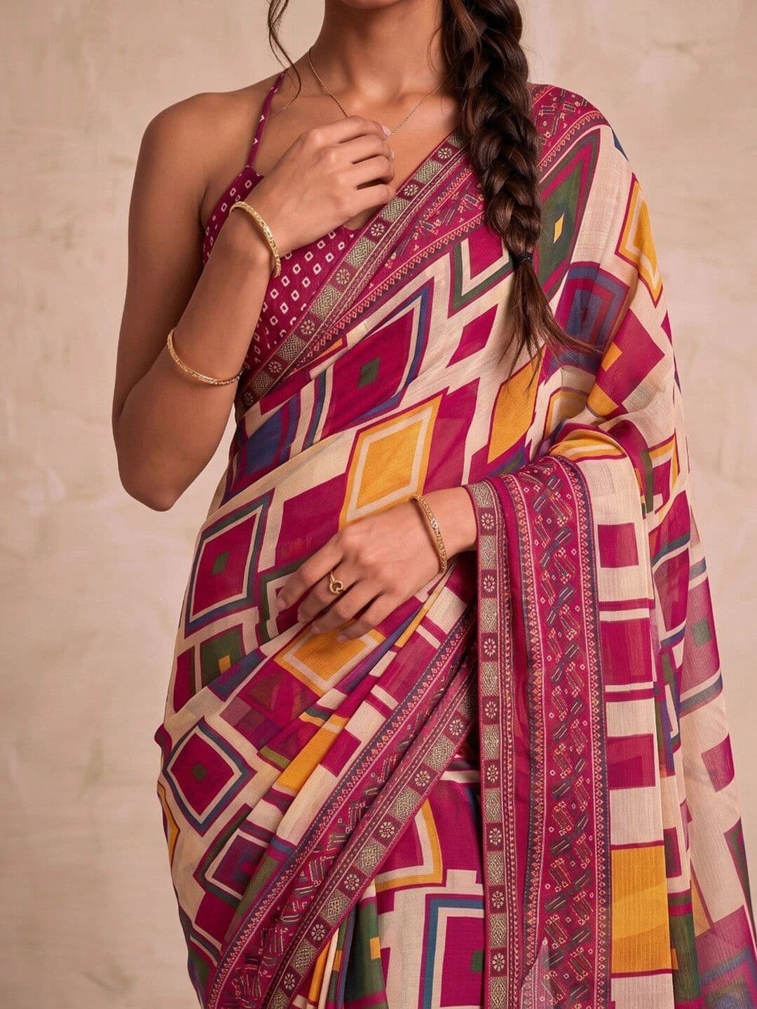 SAARA Ethnic Motifs Pure Georgette Saree thumbnail 7