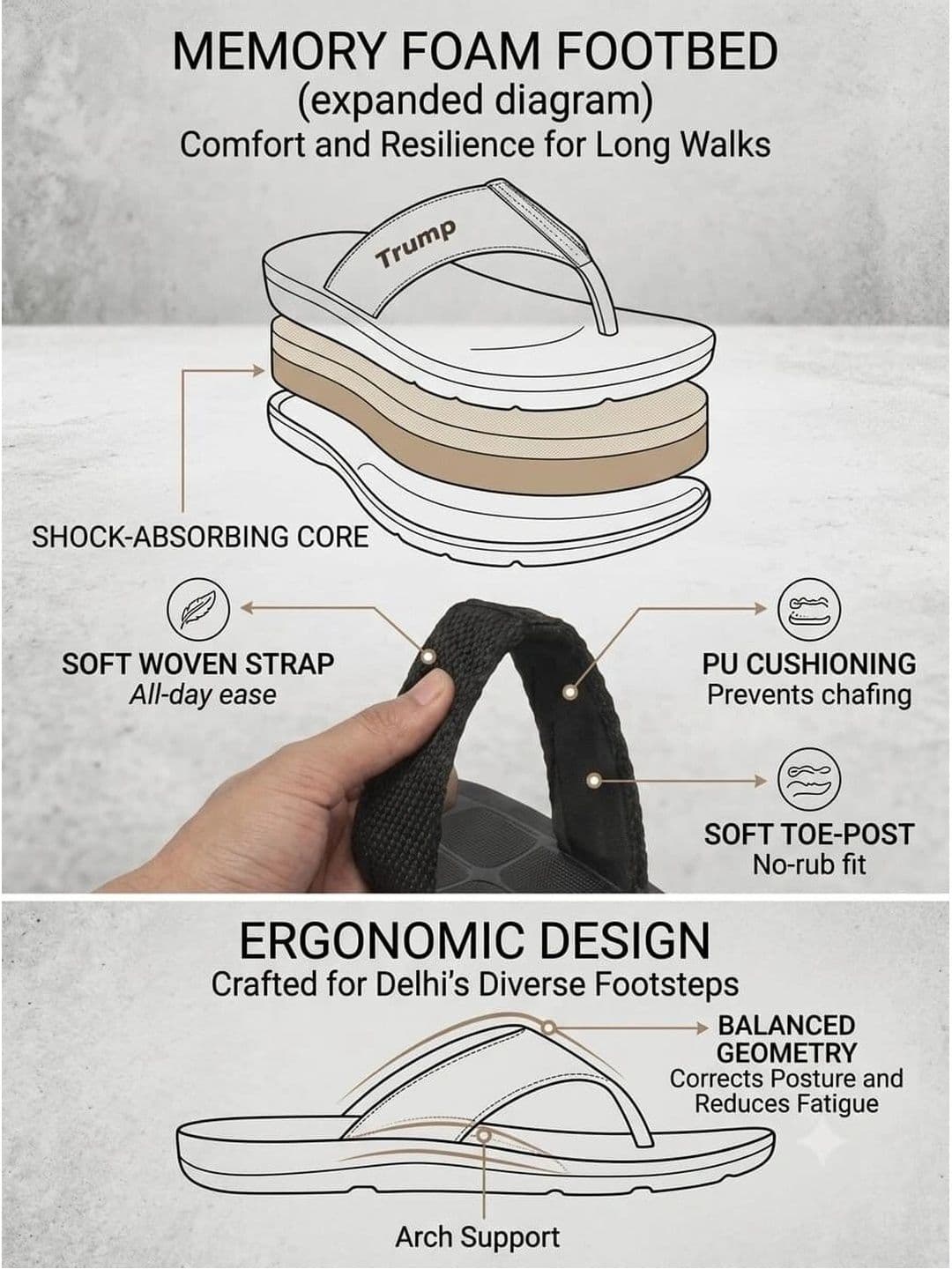 Trump Black PU Flip Flops thumbnail 2