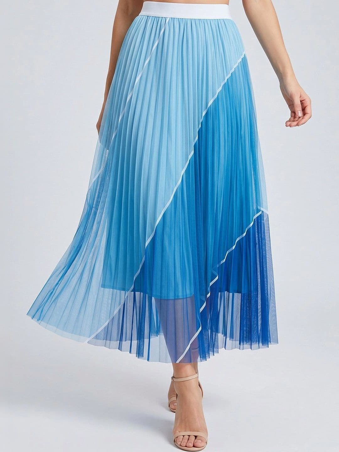 Suo Women Colourblocked Maxi Flared Skirt thumbnail 2