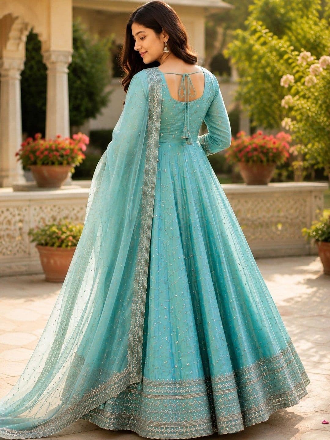 KALINI Women Ethnic Motifs Embroidered Regular Kurta with Trousers & With Dupatta thumbnail 2