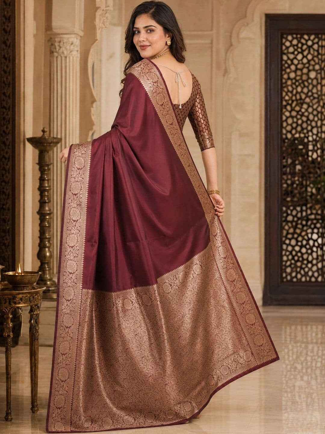IKSHARA Woven Design Zari Art Silk Banarasi Saree thumbnail 5