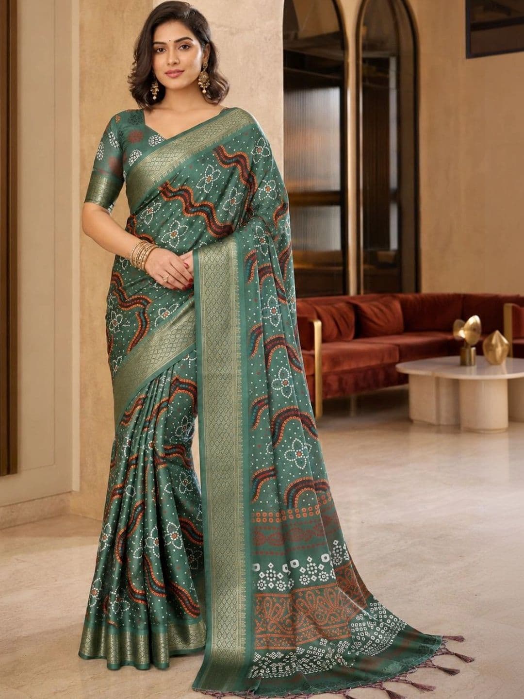 IKSHARA Bandhani Silk Cotton Saree thumbnail 2