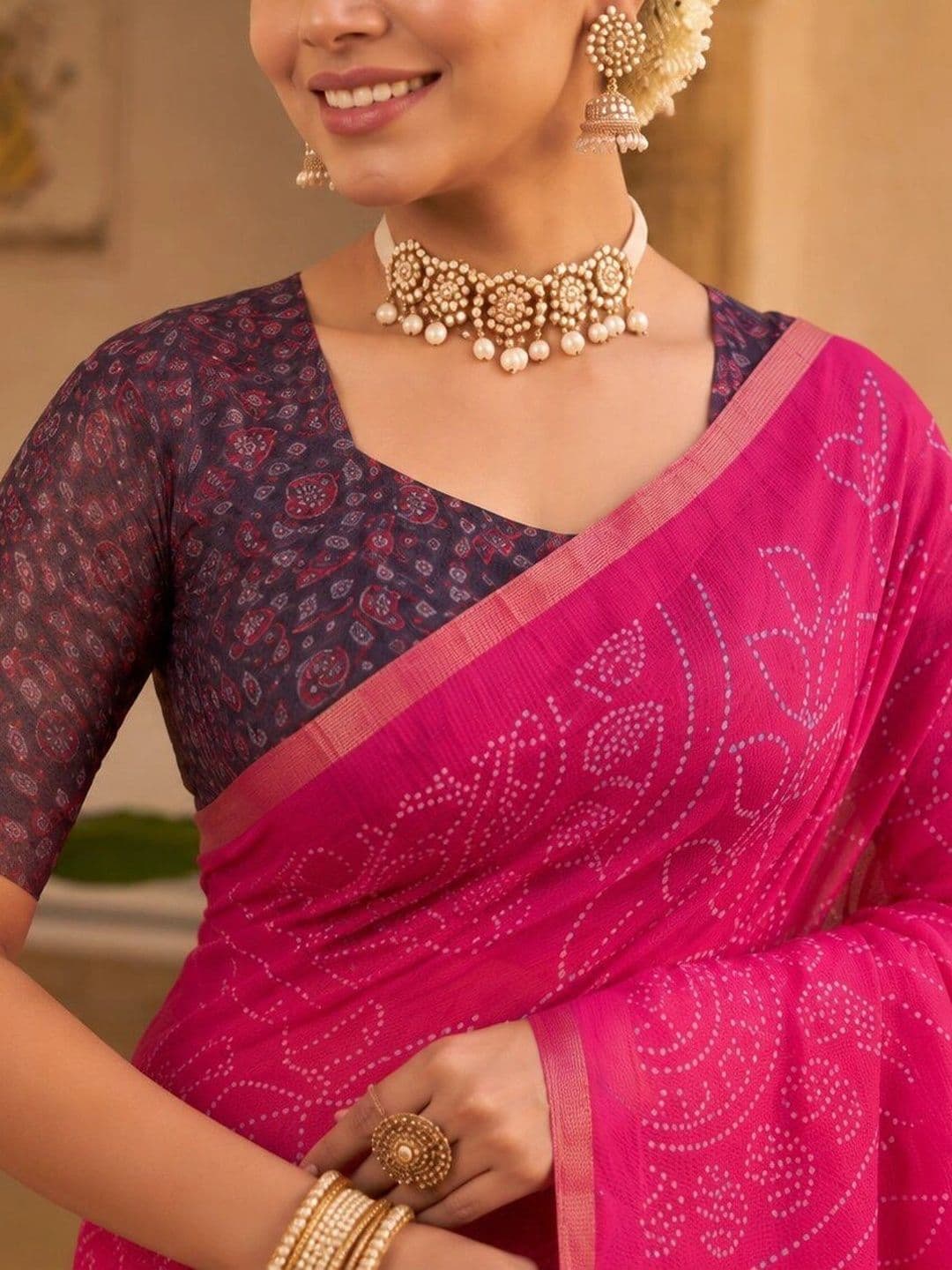Sangria Bandhani Art Silk Designer Saree thumbnail 5
