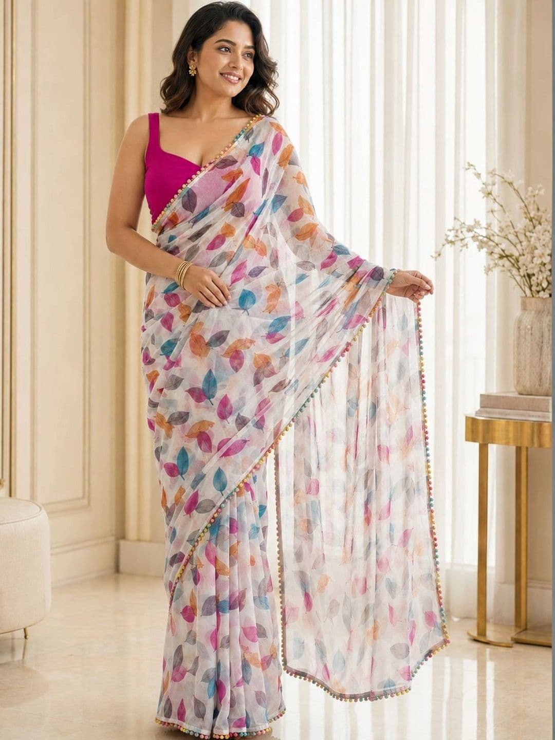 IKSHARA Pure Chiffon Saree thumbnail 7