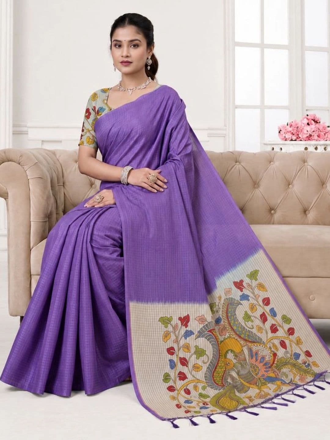 RASI FASHION Kalamkari Sungudi Saree thumbnail 3