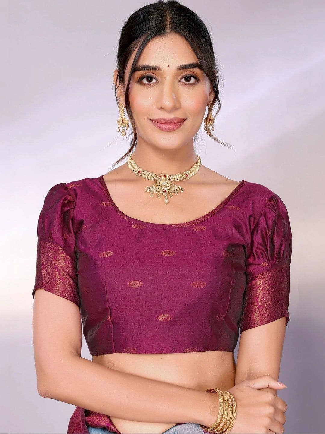 VS MALL Floral Zari Banarasi Saree thumbnail 4