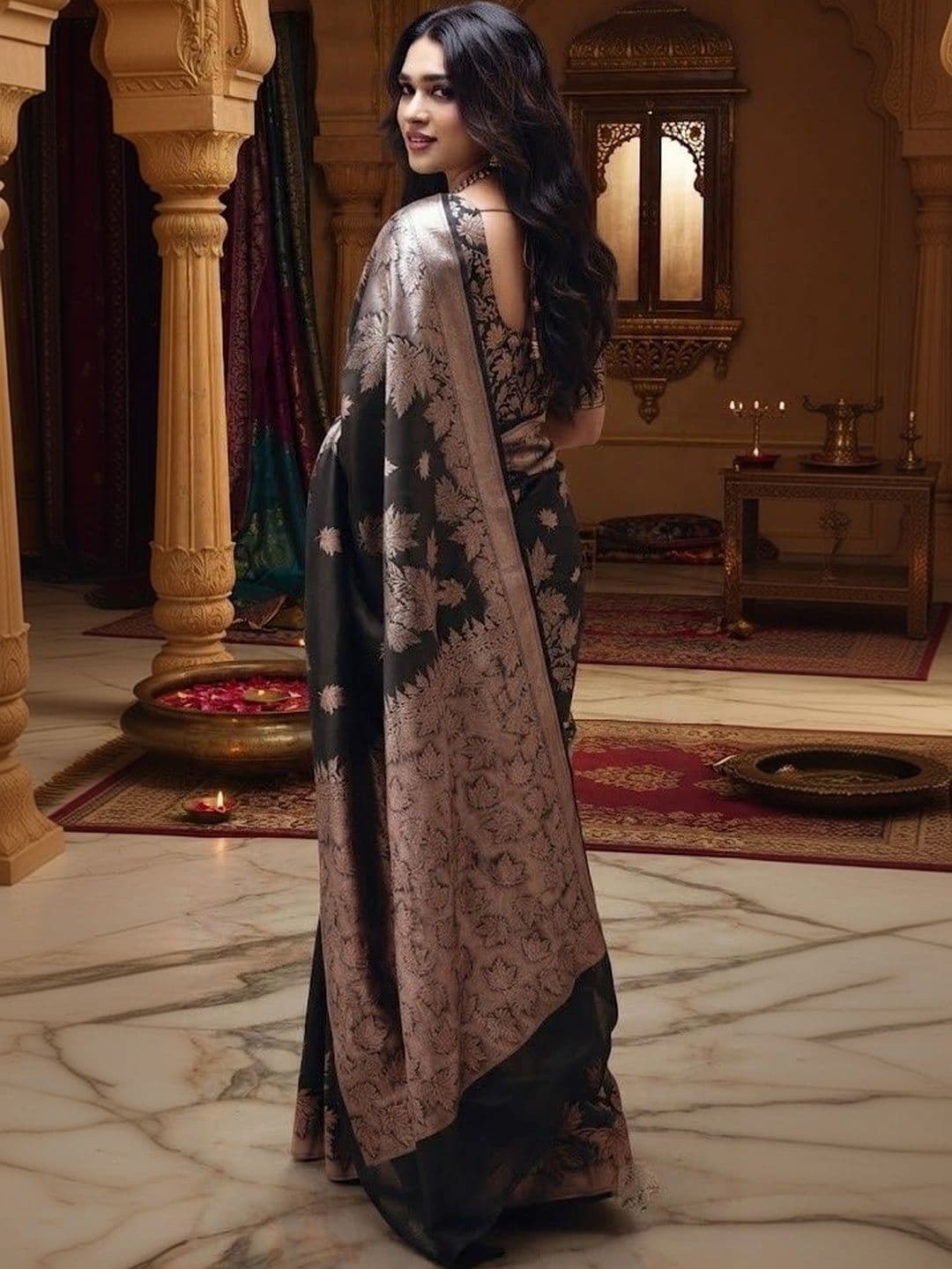 AmiFashion Woven Design Zari Art Silk Banarasi Saree thumbnail 6