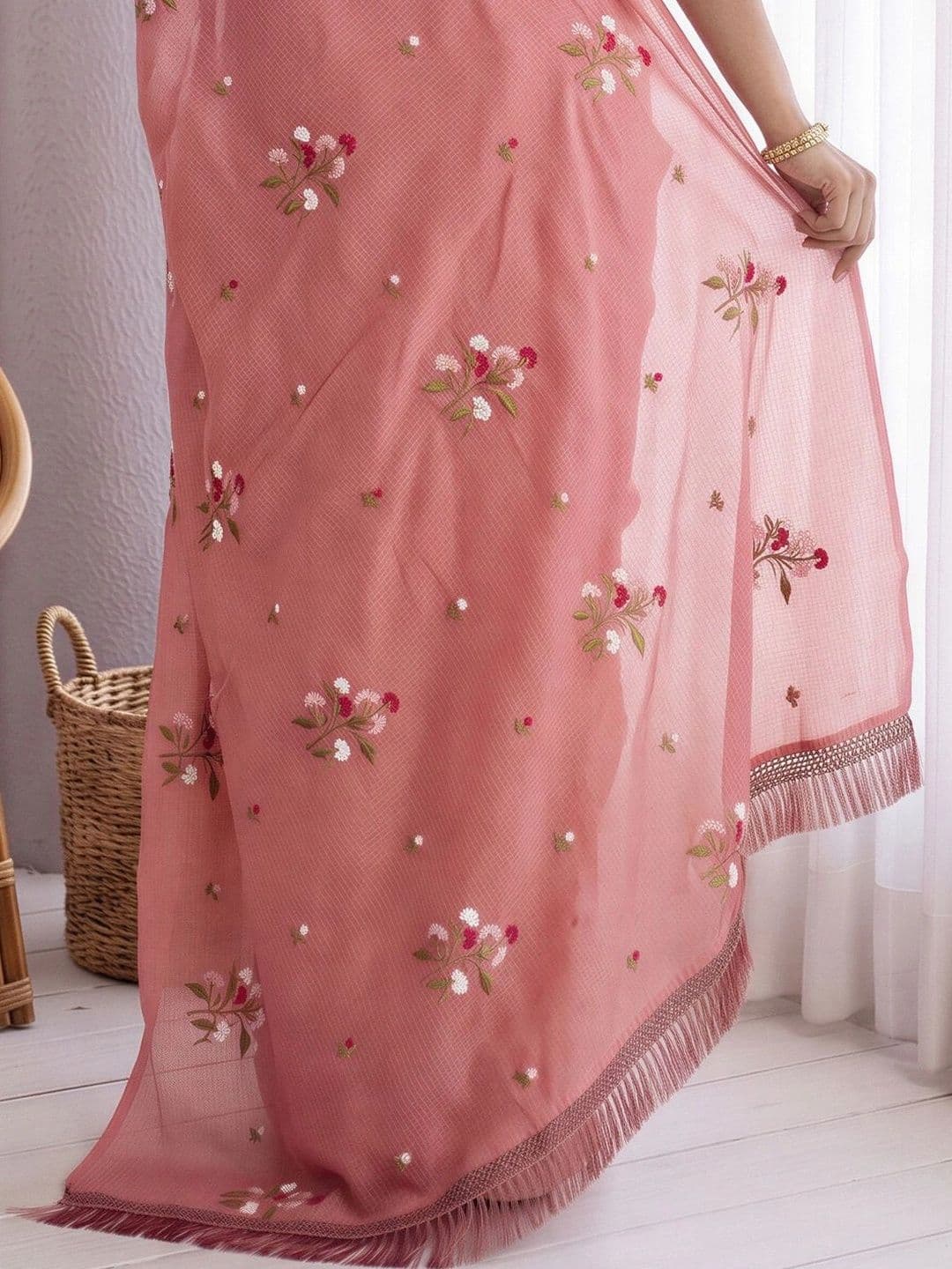 Anouk Floral Embroidered Designer Saree thumbnail 6