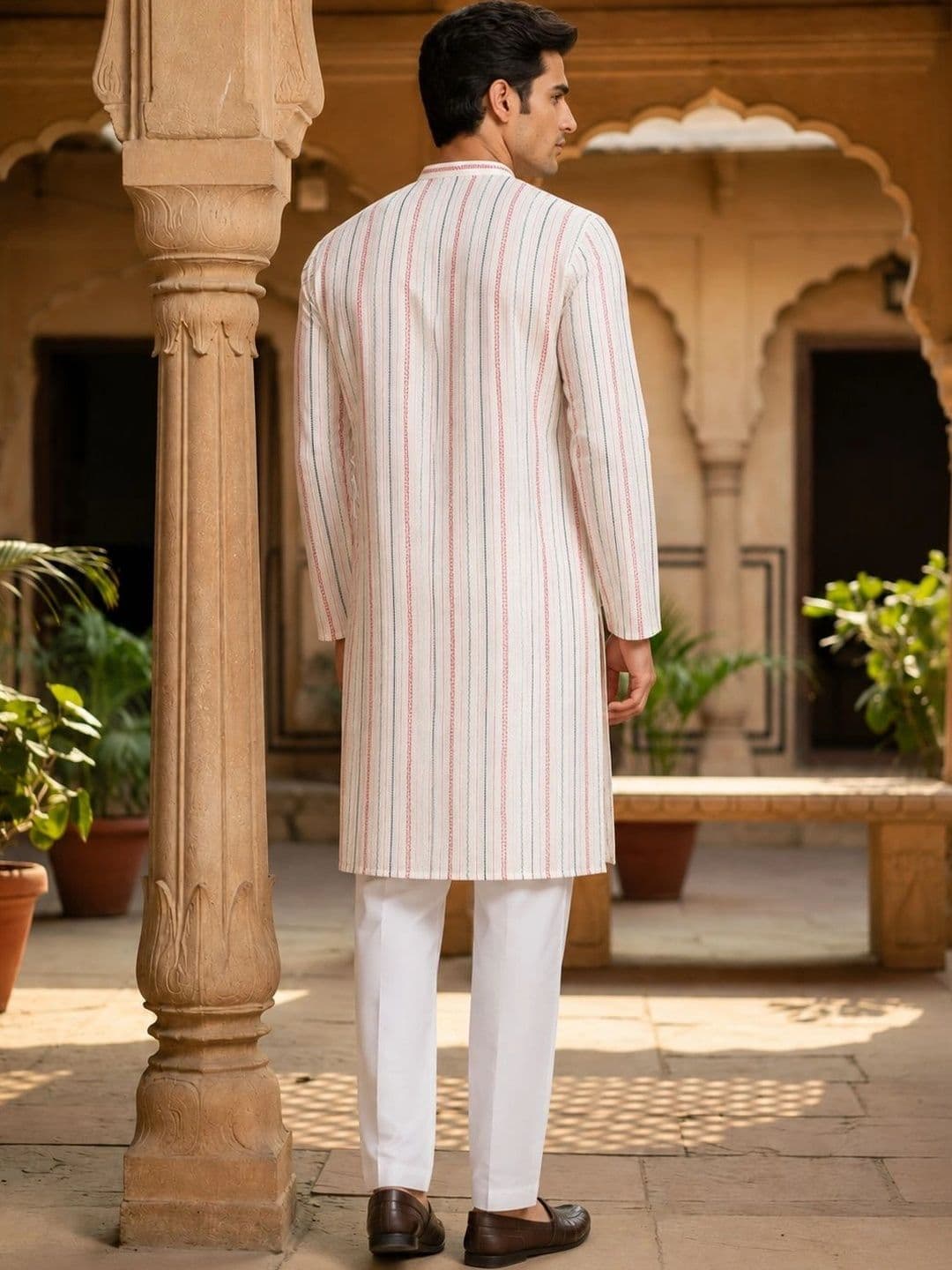 Anouk Men Cotton Striped Kurta thumbnail 2