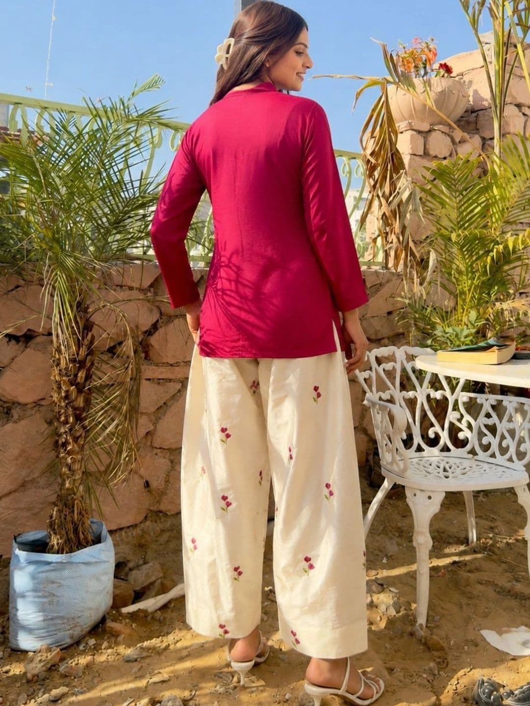 TWINS LADY Women Floral Regular Chanderi Cotton Kurta with Patiala thumbnail 6