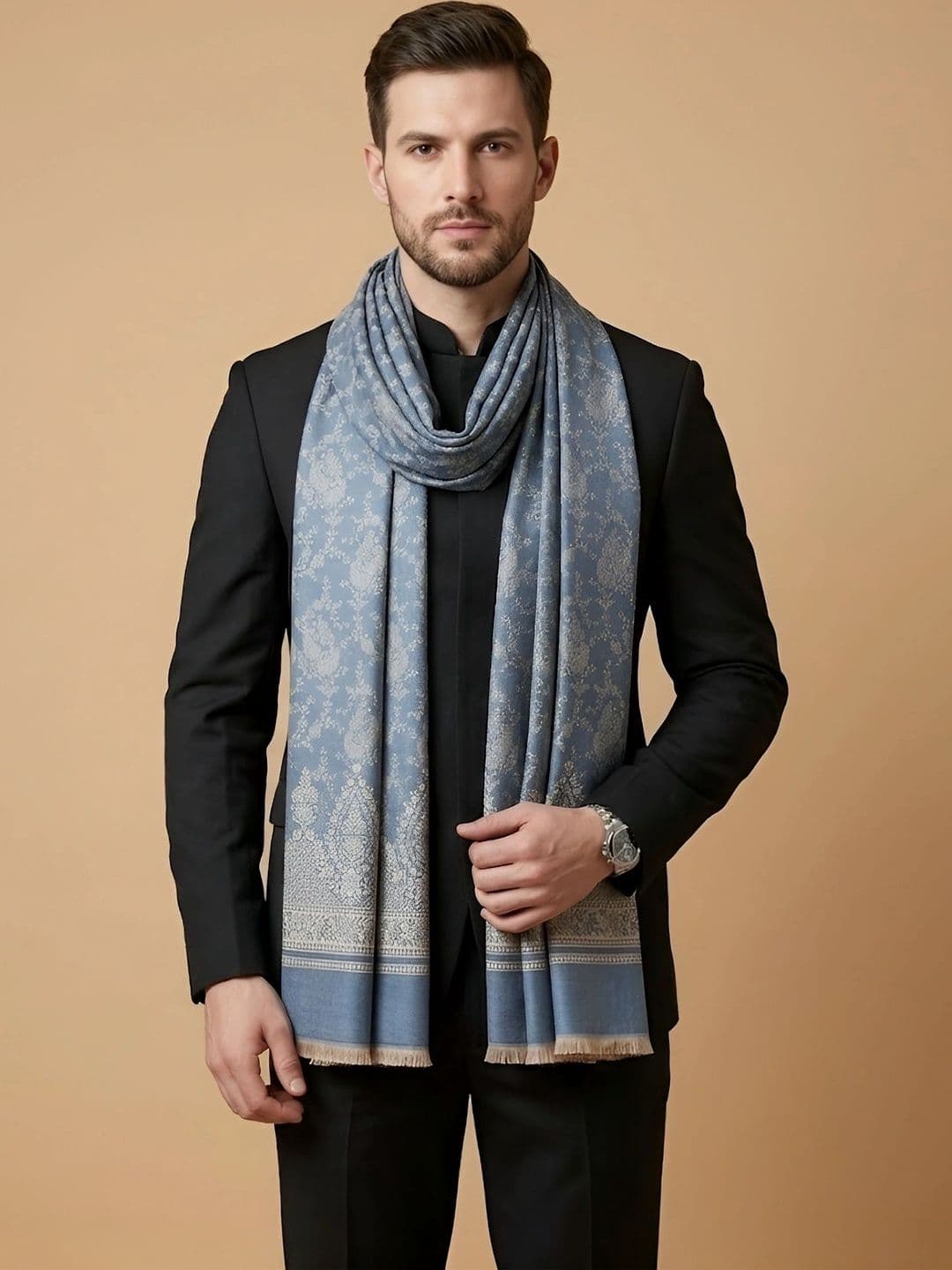MUFFLY Men Woven Design Stole - view 1