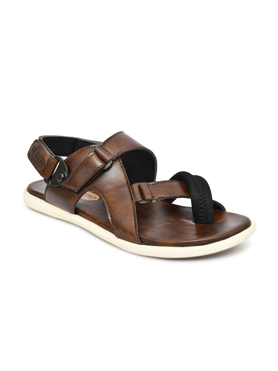 G L Trend Men Leather Comfort Brown Sandals with velcro closure thumbnail 3