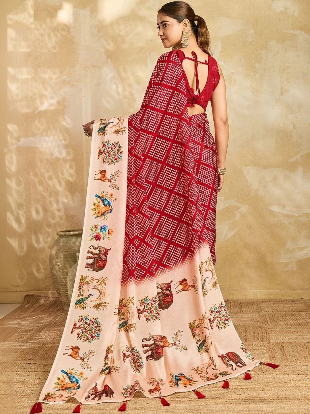DIVASTRI Bandhani Silk Blend Designer Bandhani Saree thumbnail 2