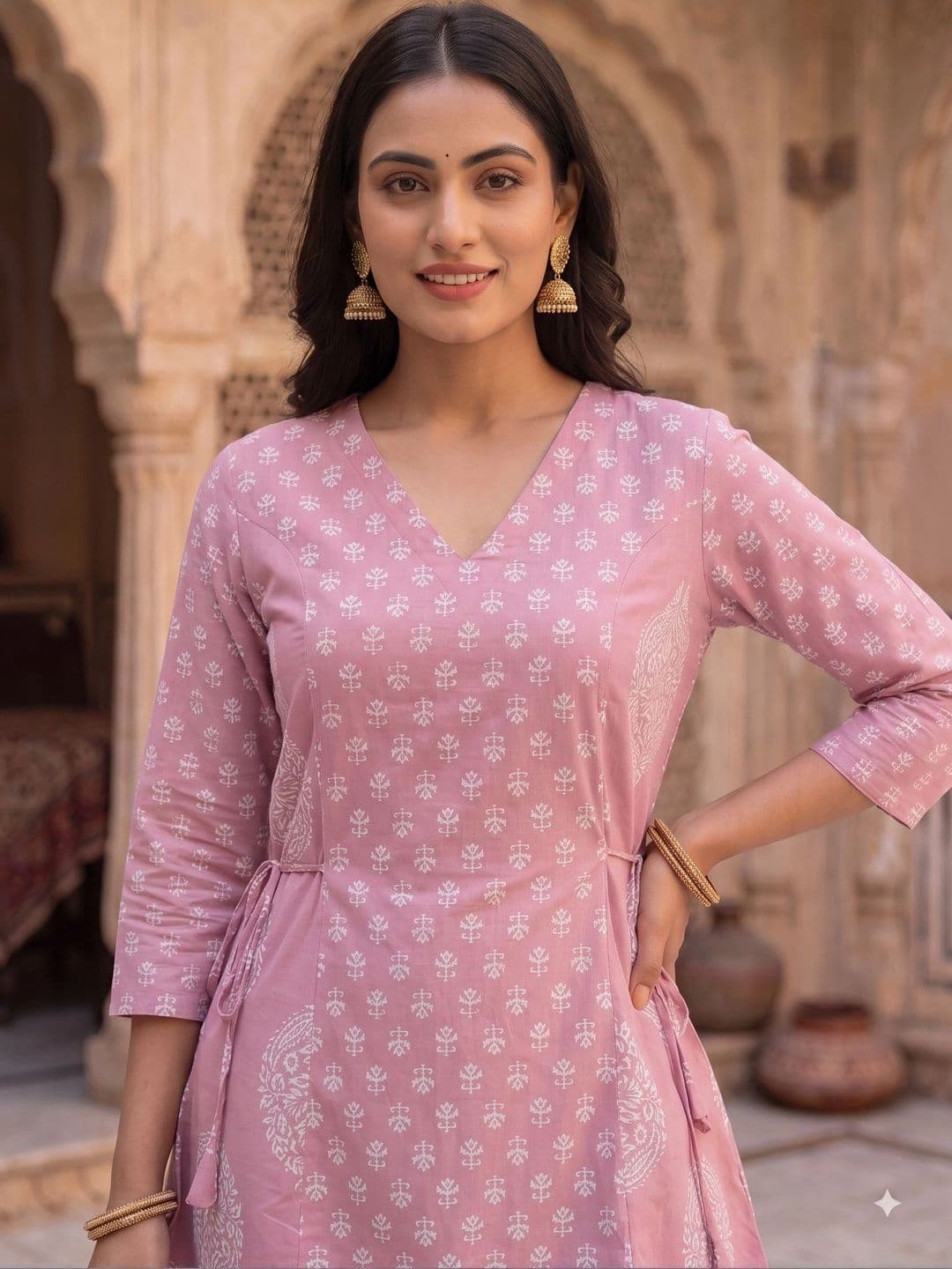 KALINI Women Ethnic Motifs Printed Regular Pure Cotton Kurta with Palazzos thumbnail 6
