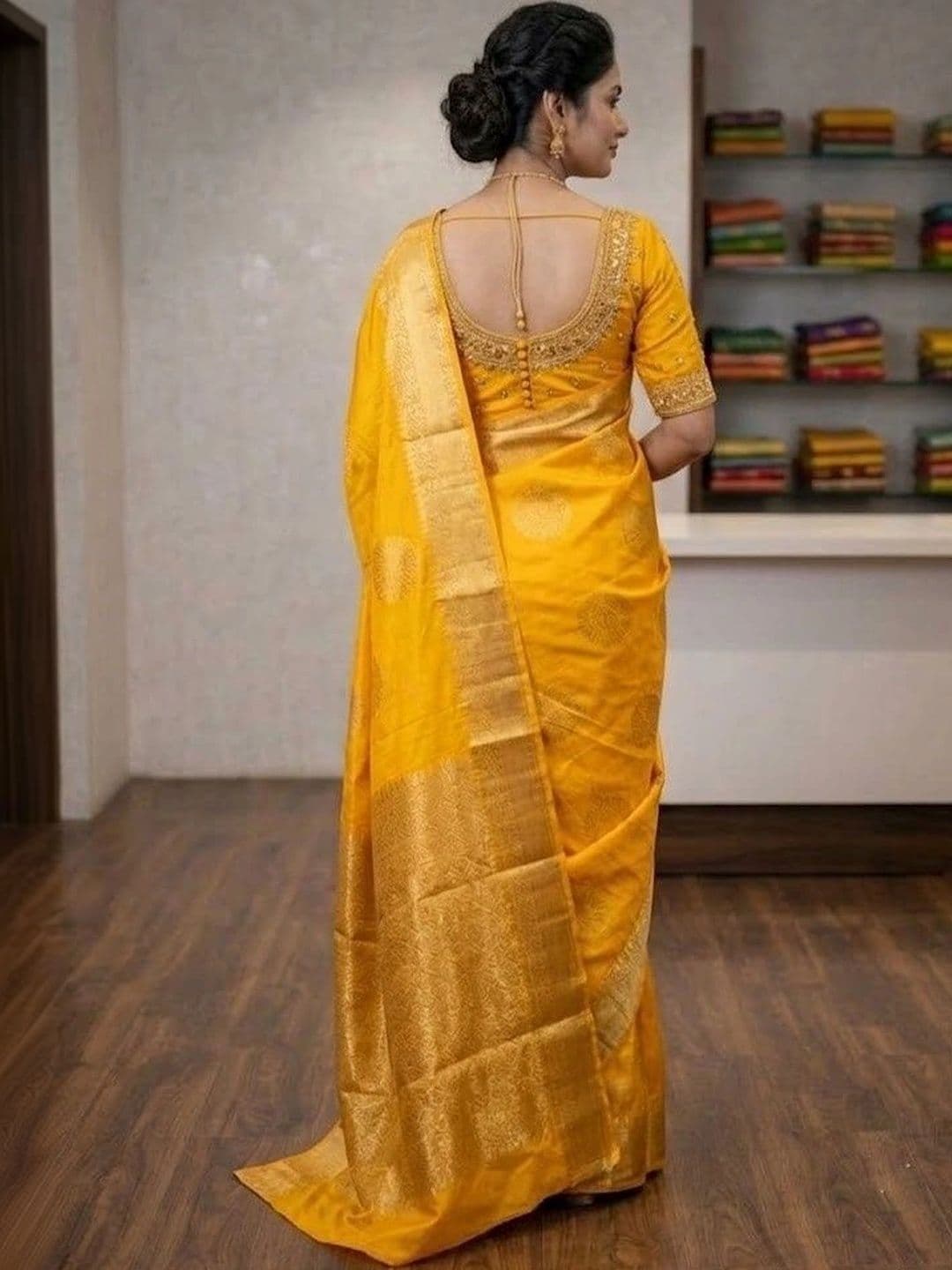 clotheva Woven Design Zari Art Silk Banarasi Saree thumbnail 5