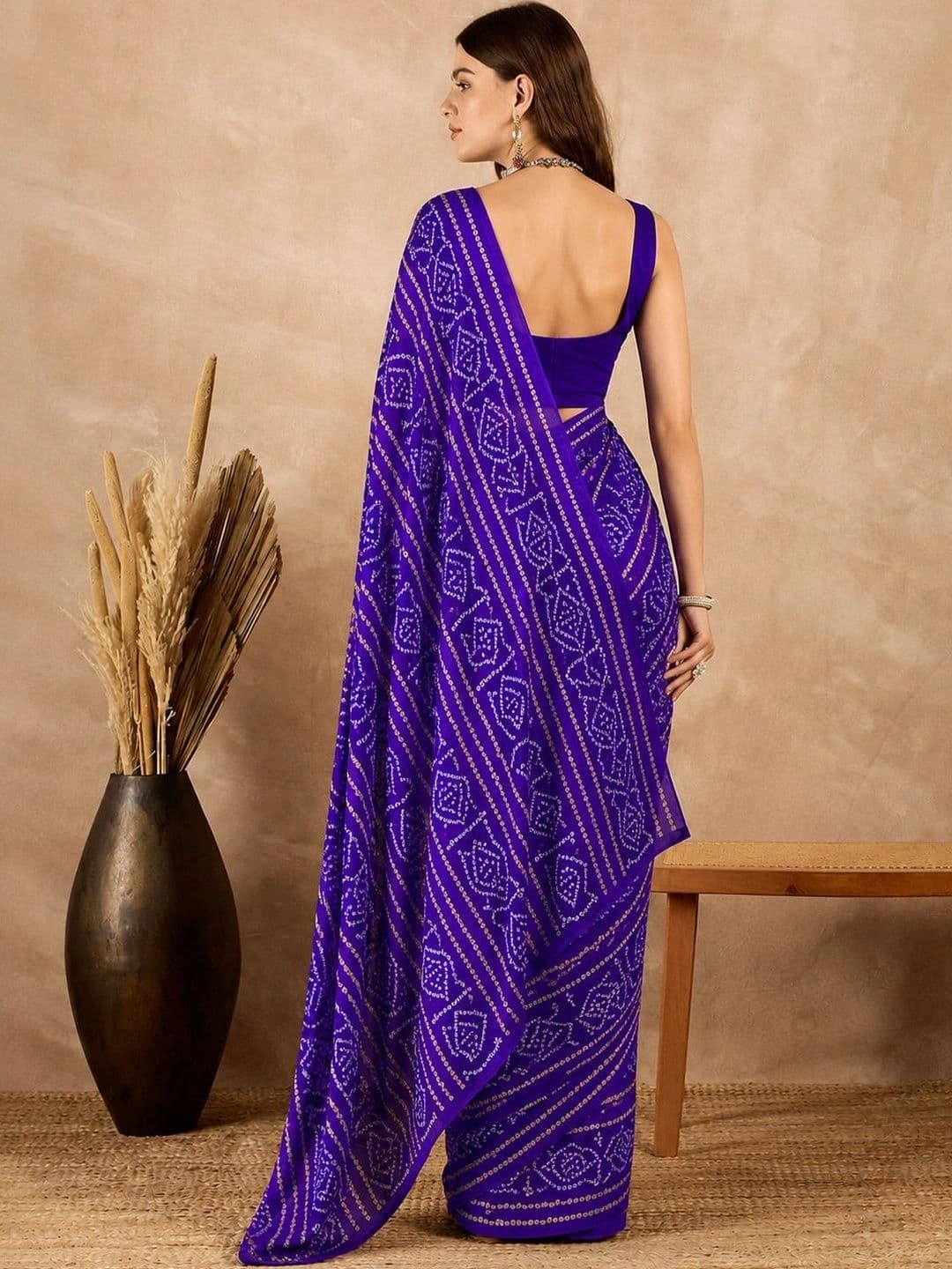 SANJANA  SILK SANJANA SILK Bandhani Pure Georgette Saree thumbnail 5