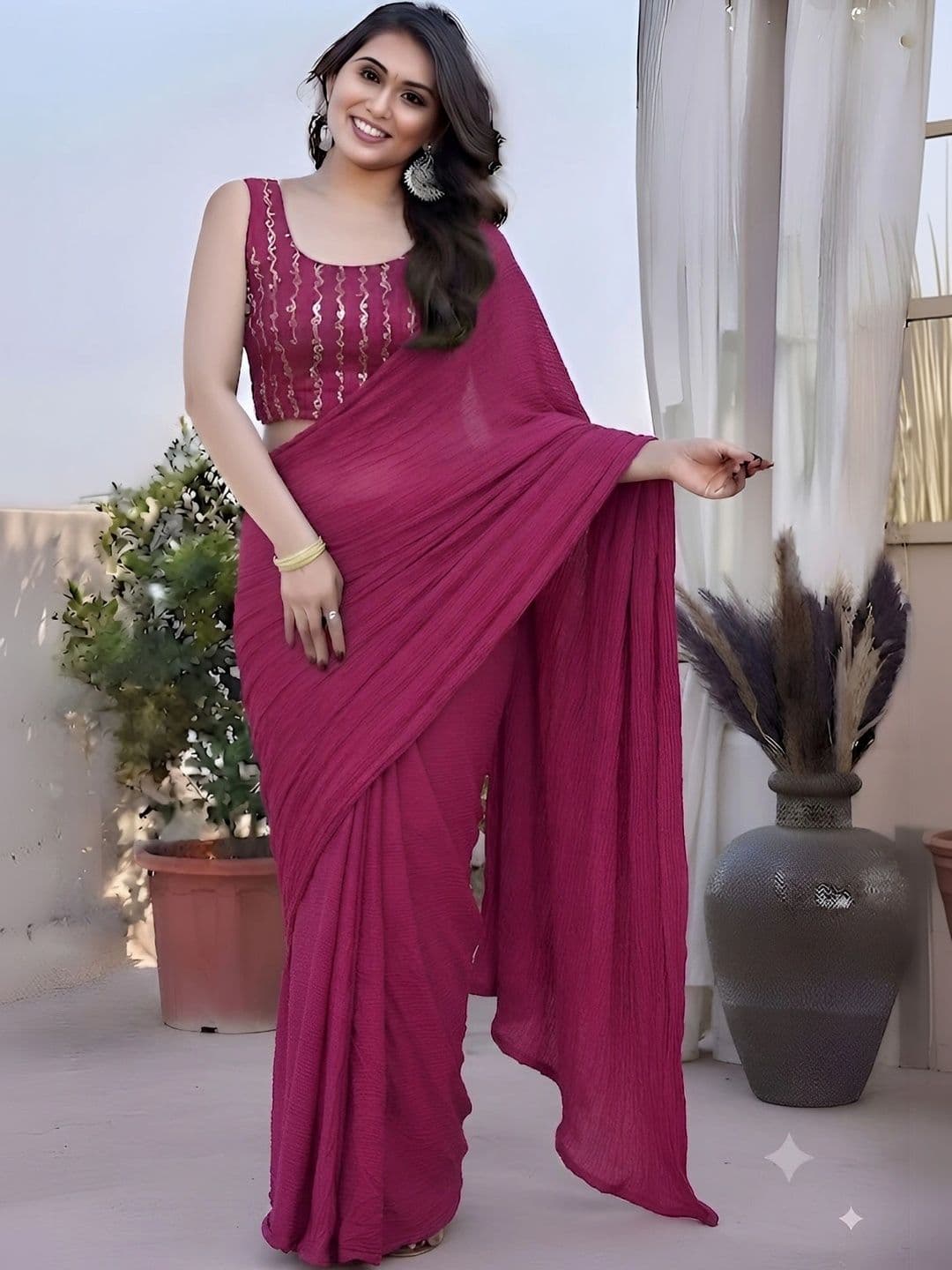 VRAGI Sequinned Saree - view 1