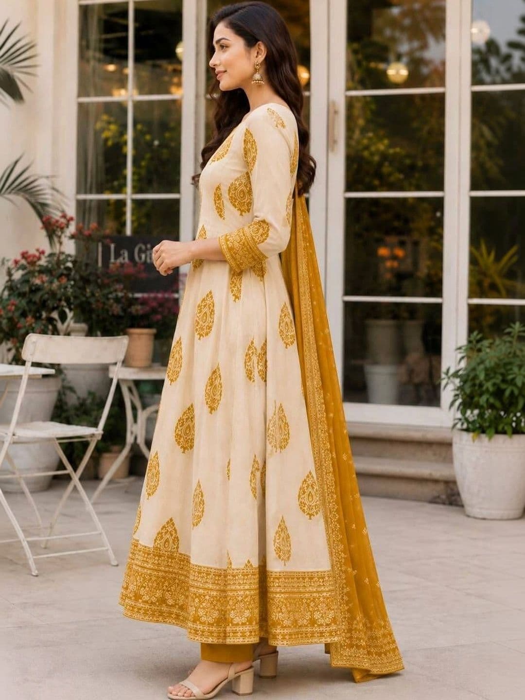 DIORICA Women Ethnic Motifs Printed Regular Pure Cotton Kurta with Trousers & With Dupatta thumbnail 3