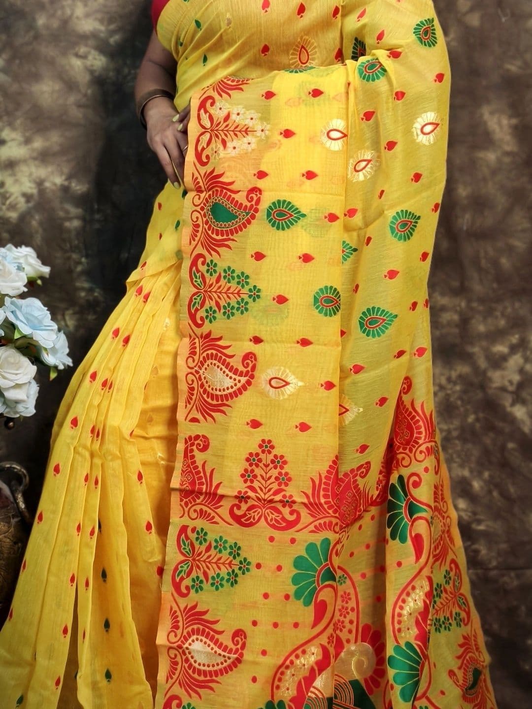 MRITTIKA LOOMS Paisley Pure Cotton Saree thumbnail 5
