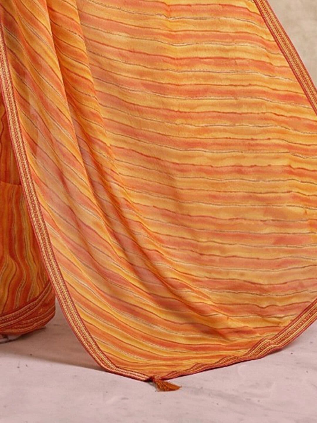 SAARA Striped Pure Georgette Saree thumbnail 7