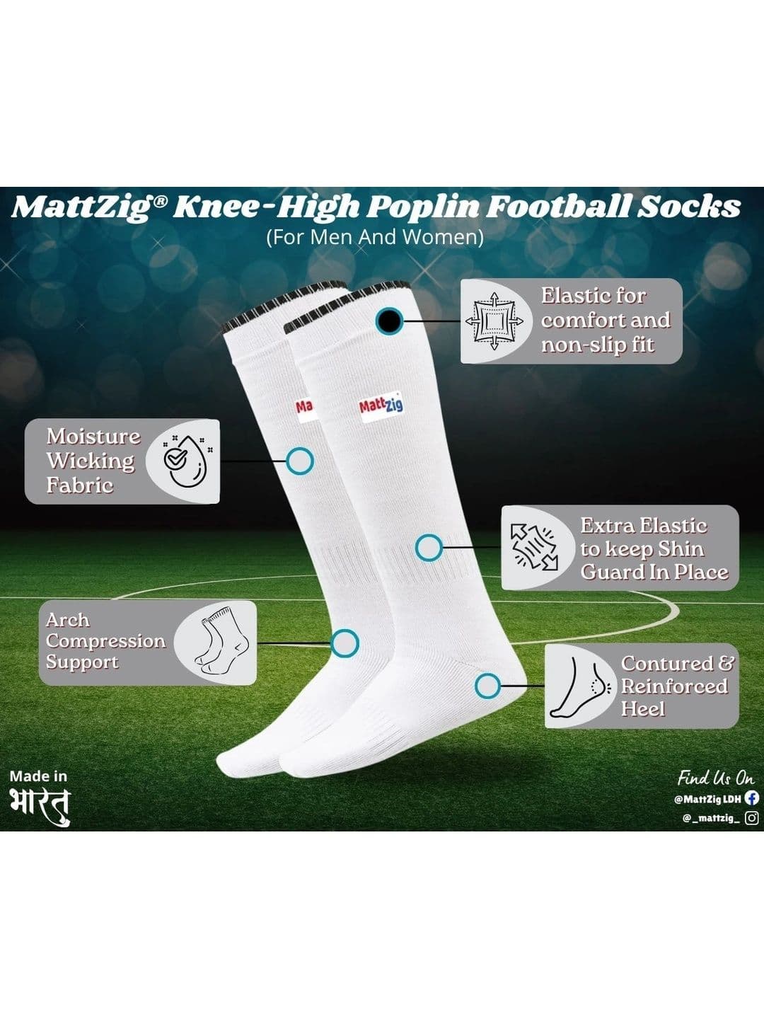 MattZig Men Cotton Blend Knee Length Socks thumbnail 3