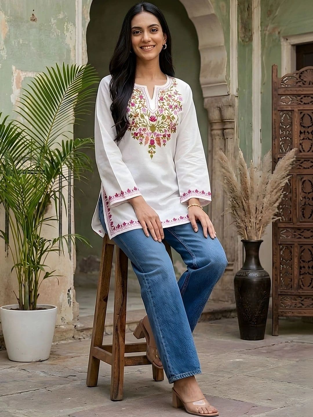 all about you Women Embroidered Thread Work Kurta thumbnail 2