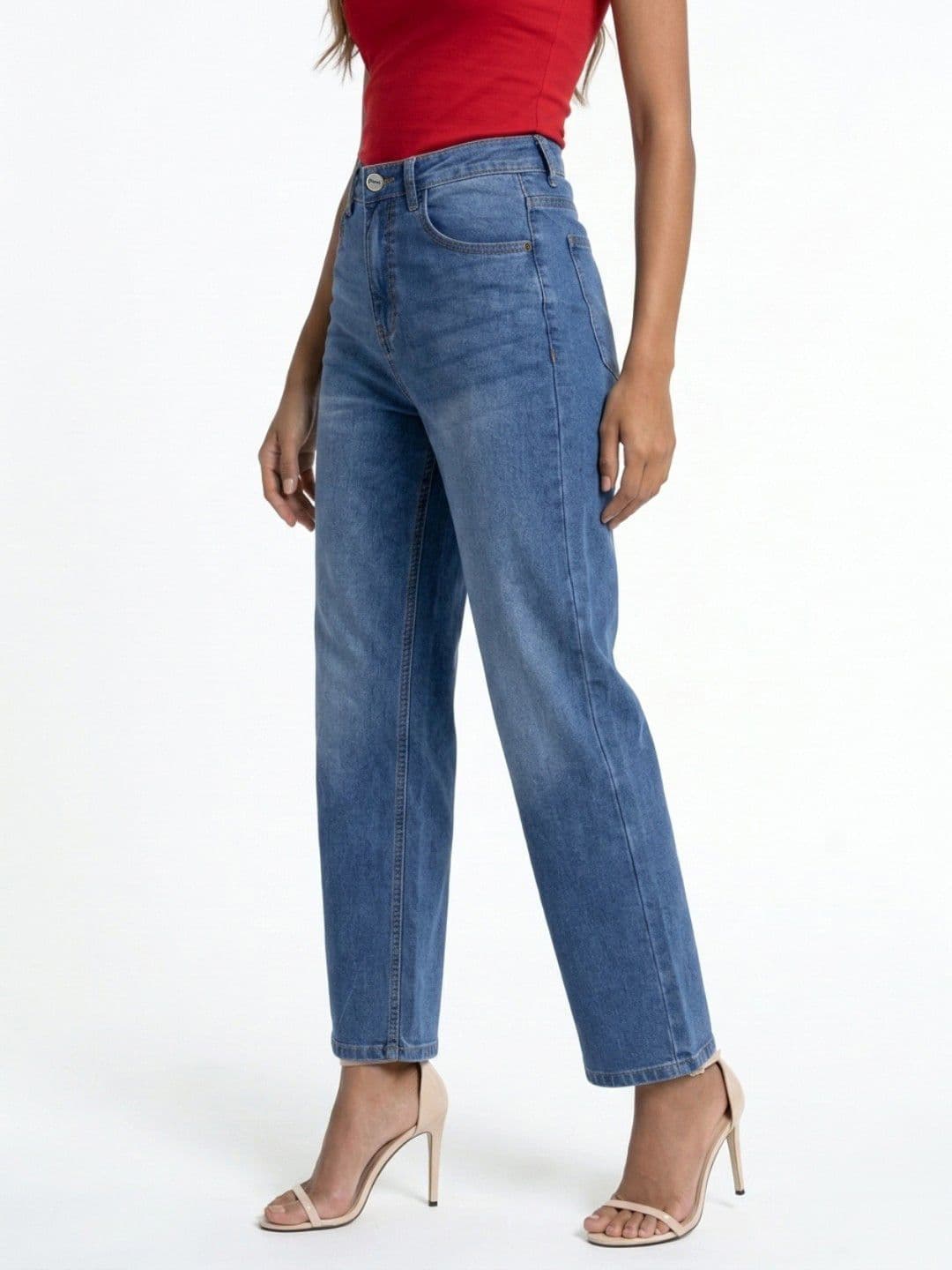 glitchez Women Straight Fit Mid-Rise Light Fade Stretchable Jeans - view 1