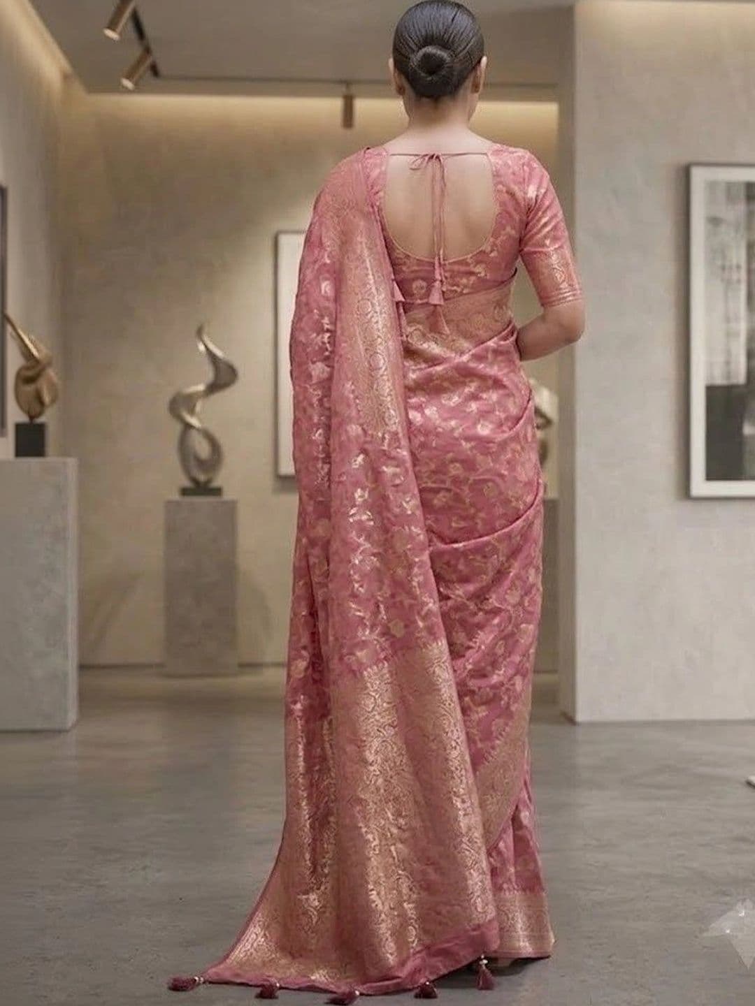 Narayan creations Woven Design Zari Art Silk Banarasi Saree thumbnail 2