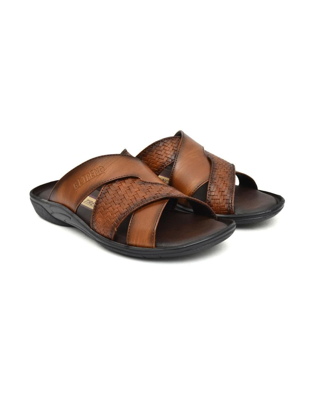 G L Trend Men Casual Stylish Comfortable Tan Slip-On Sandals thumbnail 5