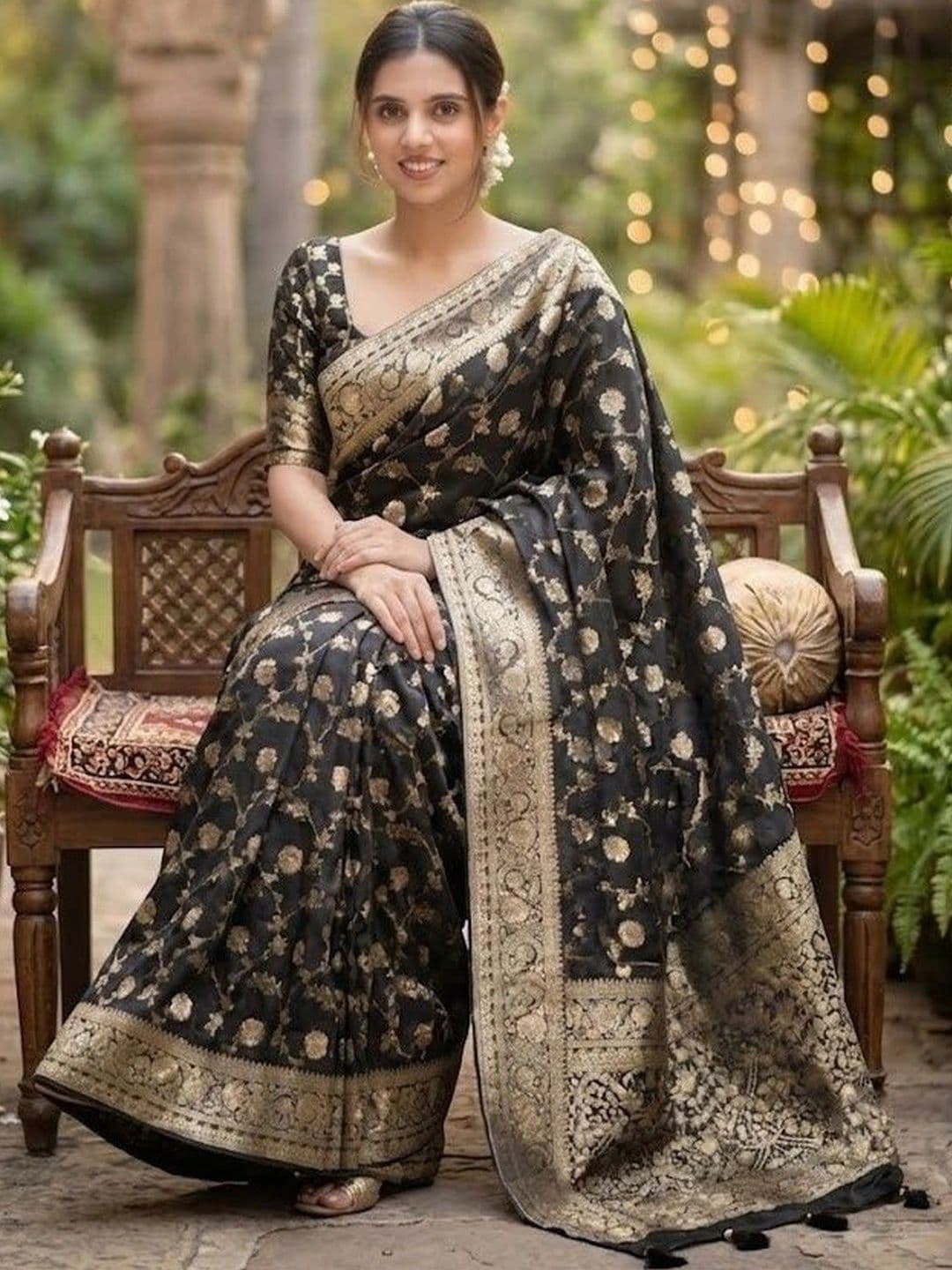 FINFOL Woven Design Zari Art Silk Banarasi Saree thumbnail 5