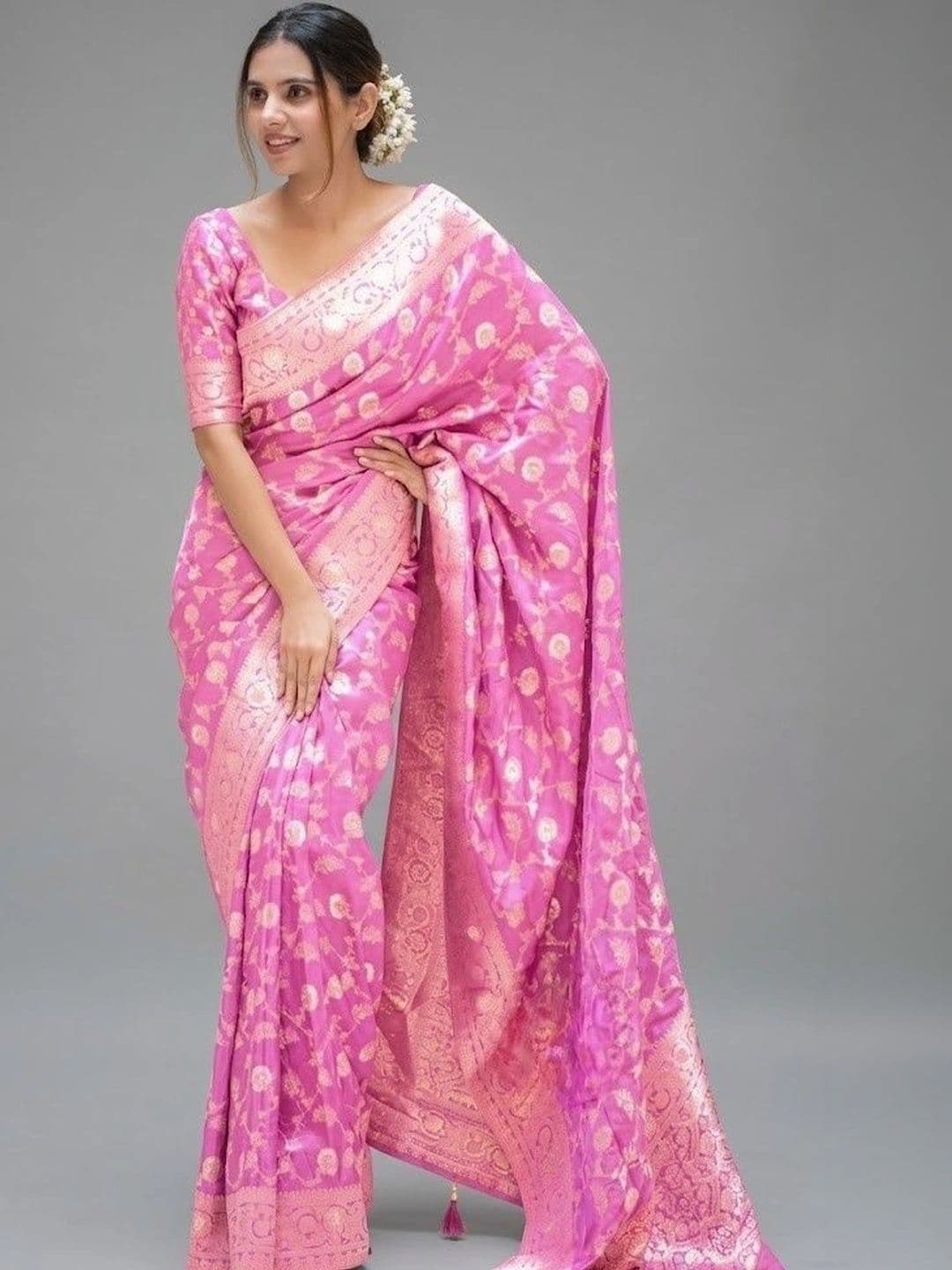 AmiFashion Woven Design Zari Art Silk Banarasi Saree - view 1