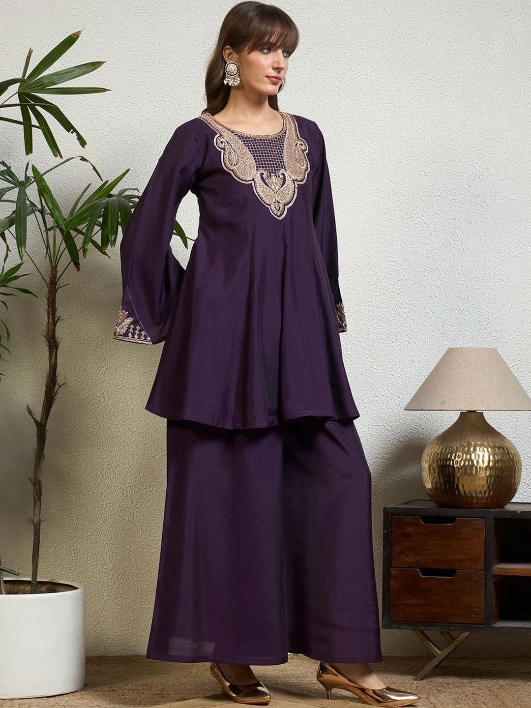 Honky Tonky Women Ethnic Motifs Embroidered Regular Kurta with Palazzos & With Dupatta thumbnail 4