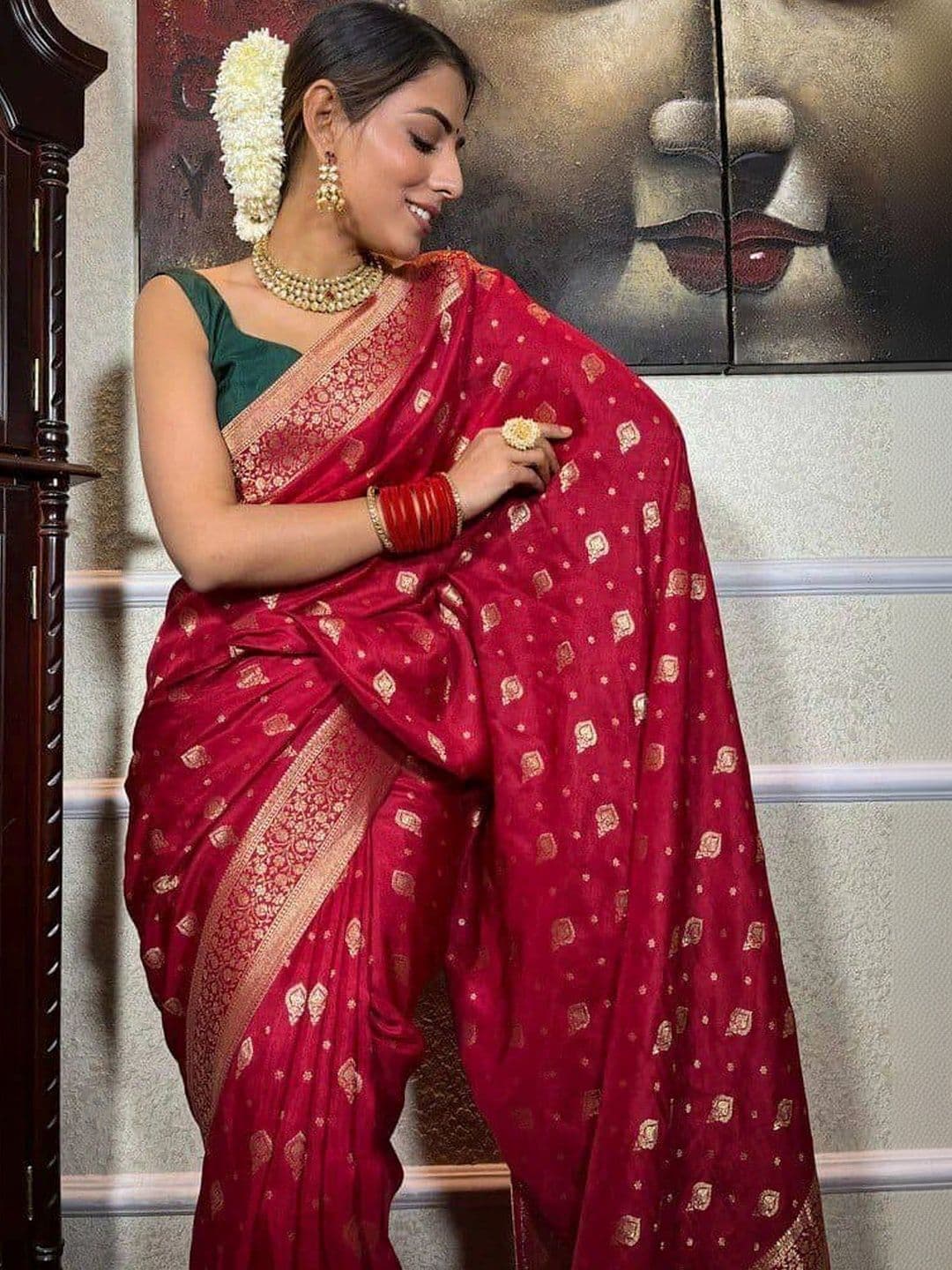 G R K Fashion Textile Woven Women Design Zari Art Silk Banarasi Saree thumbnail 4
