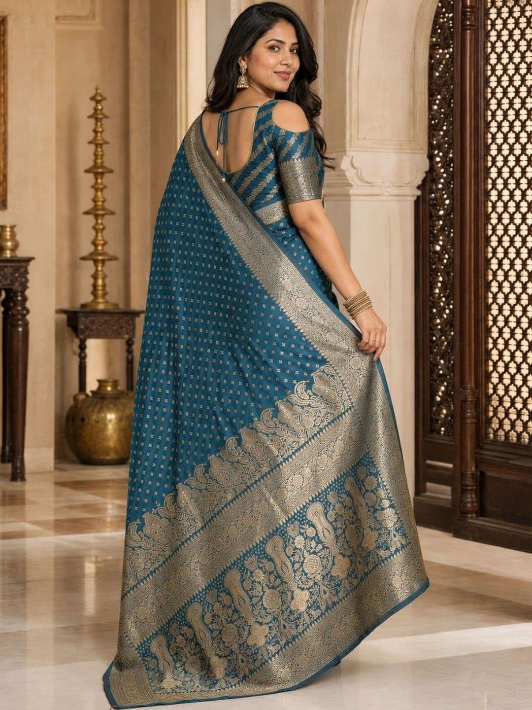 IKSHARA Zari Art Silk Banarasi Saree thumbnail 7