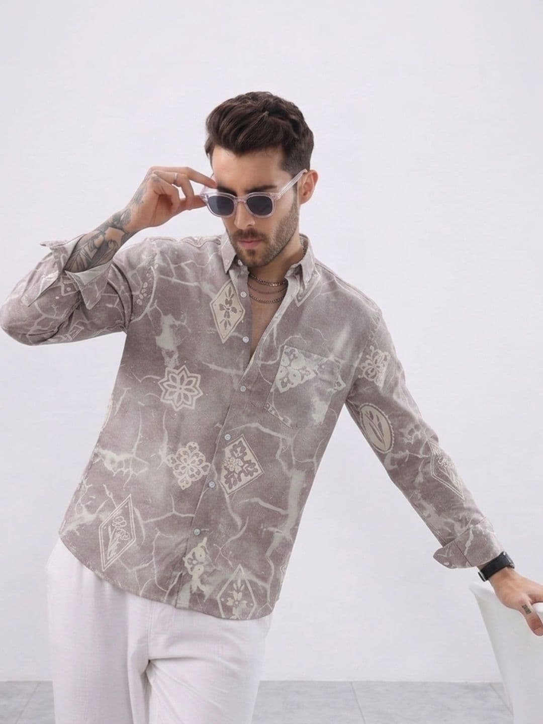 Pjyot by surhi Men Relaxed Semi Sheer Printed Casual Shirt - view 1