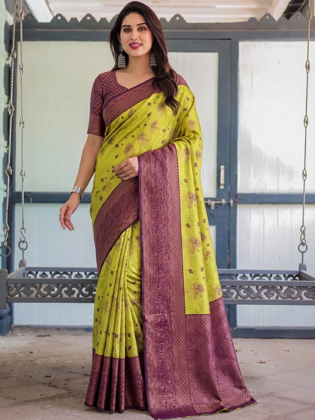 VS MALL Ethnic Motifs Zari Banarasi Saree - view 1
