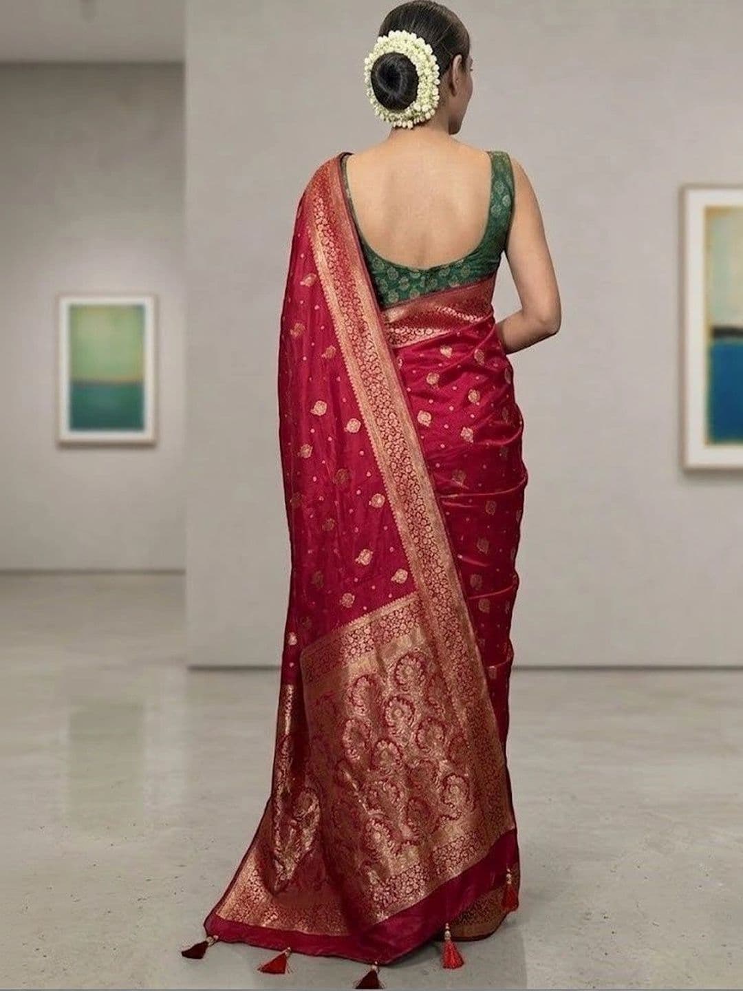 SHRIADINATH Woven Design Zari Art Silk Banarasi Saree thumbnail 2