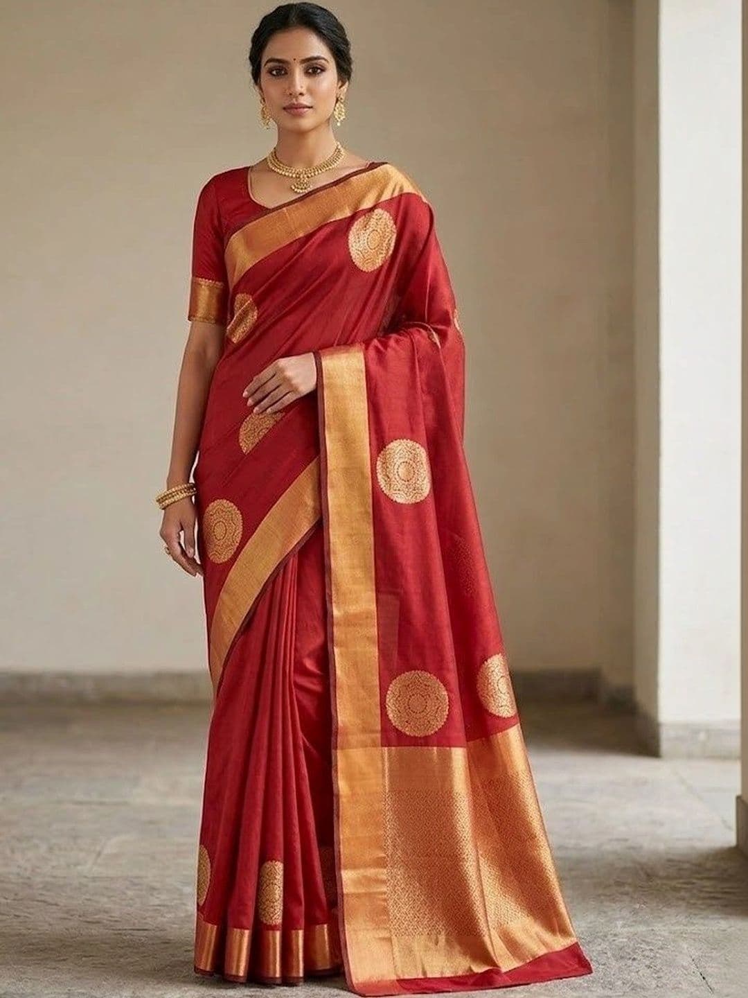 AAVEE Woven Design Zari Art Silk Banarasi Saree - view 1