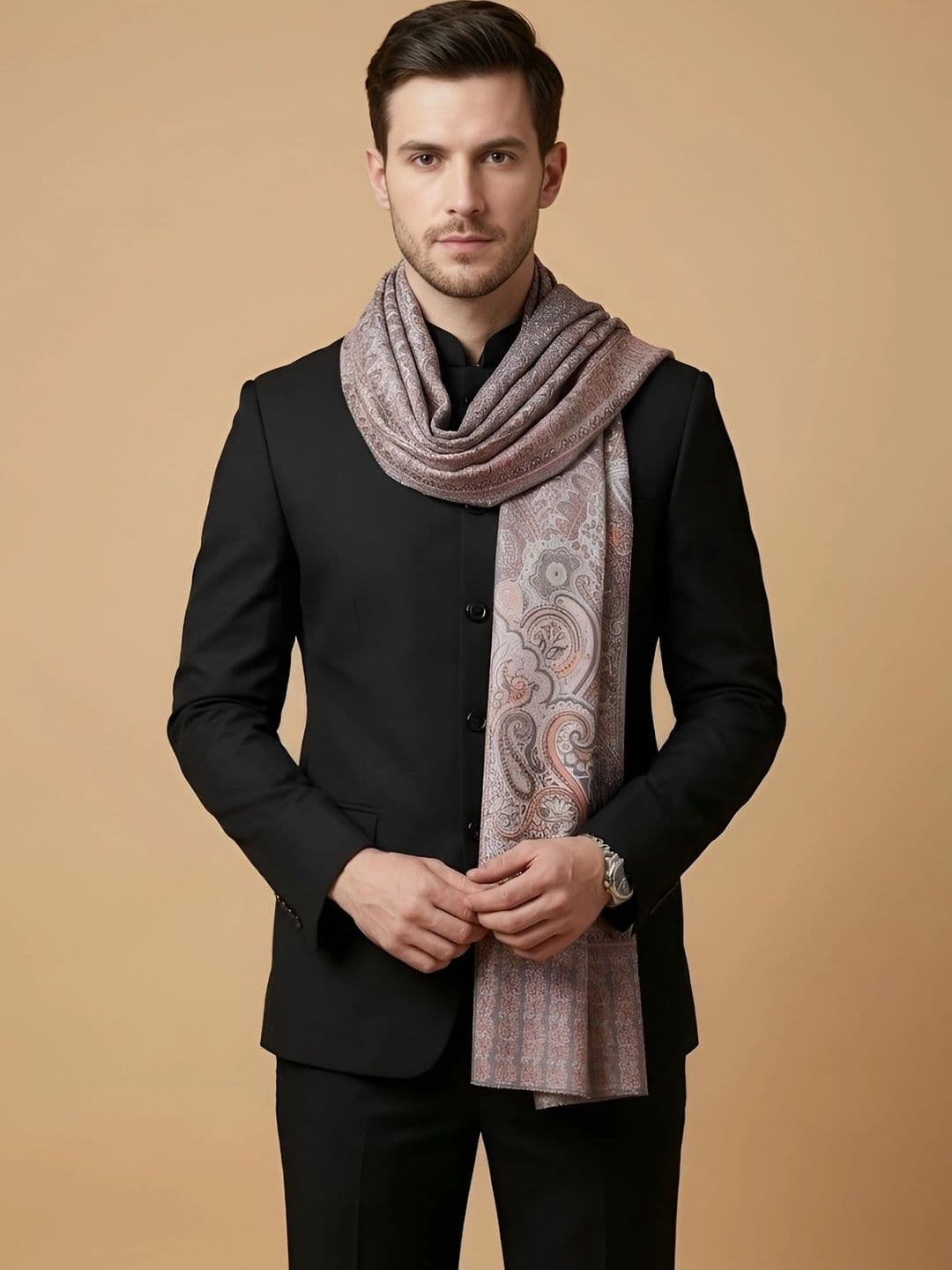 MUFFLY Men Woven Design Stole thumbnail 2