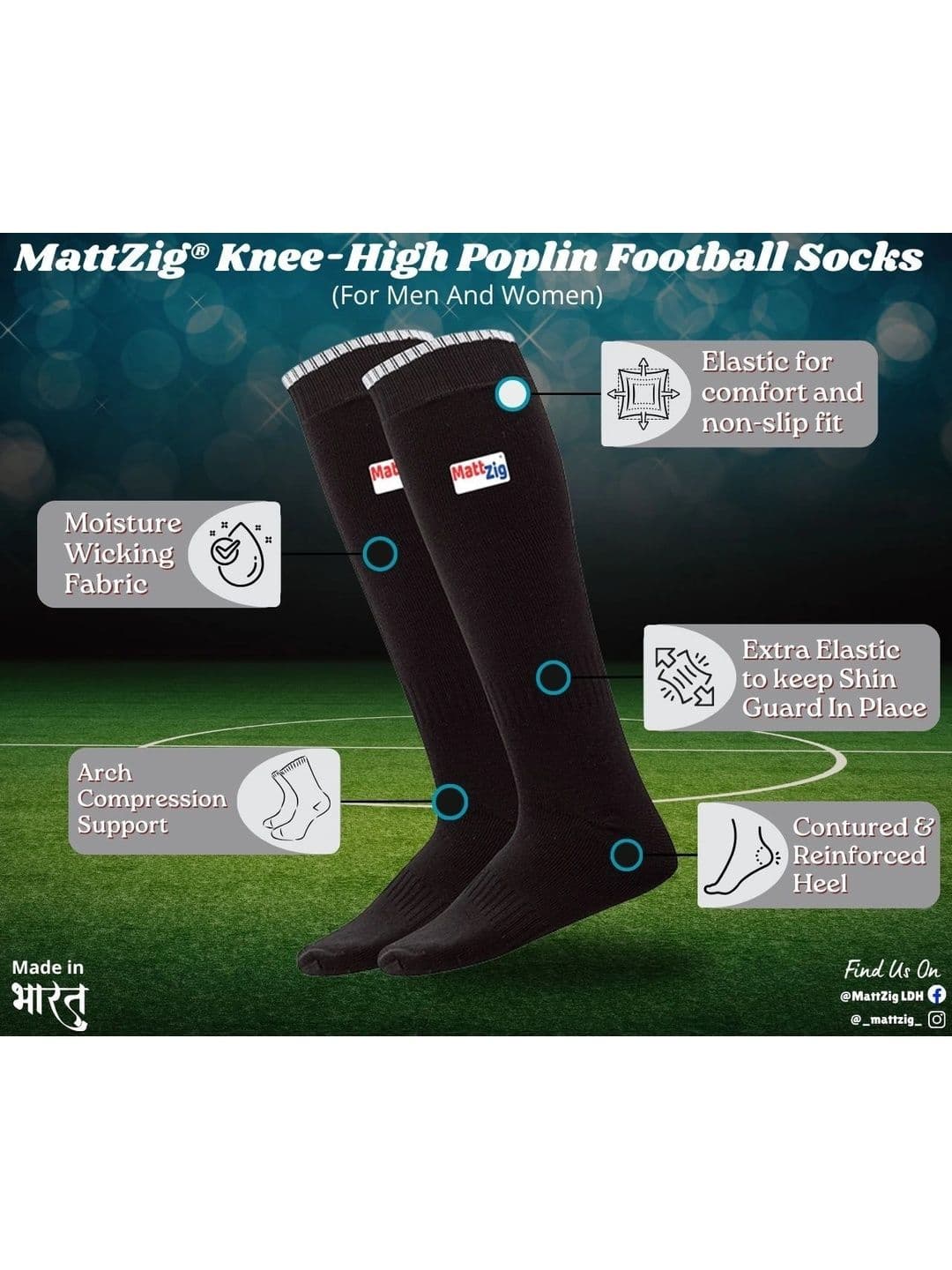 MattZig Men Cotton Blend Knee Length Socks thumbnail 3