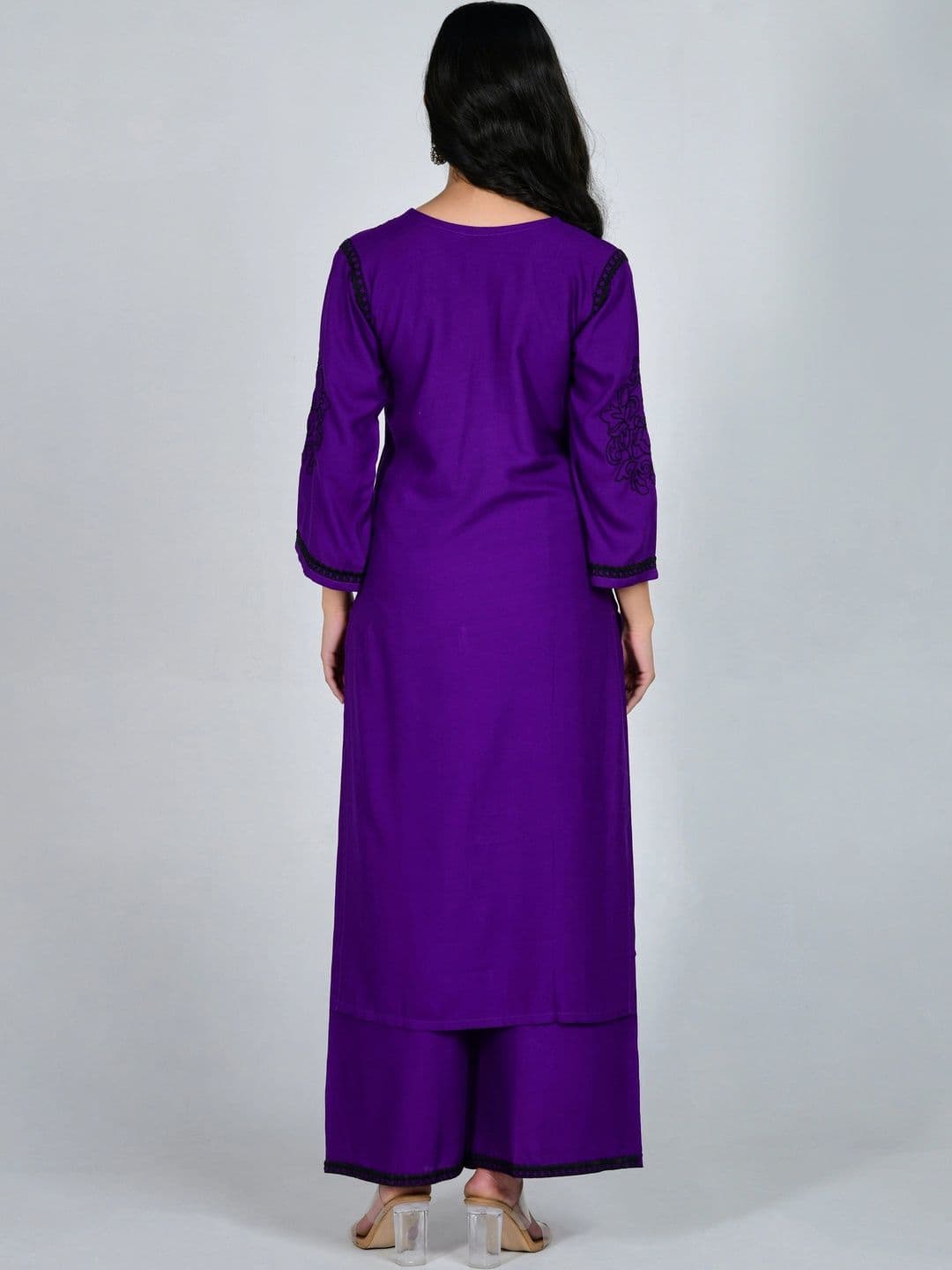 YOJINI Women Ethnic Motifs Embroidered Regular Thread Work Kurta with Palazzos thumbnail 2