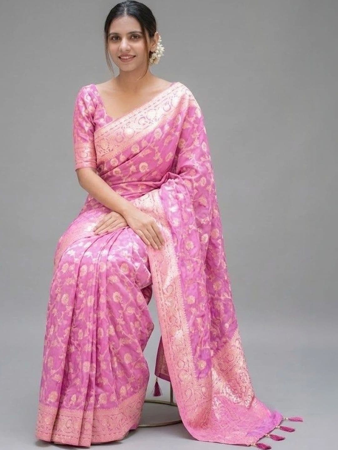 Vmdesigns Woven Design Zari Art Silk Banarasi Saree thumbnail 2