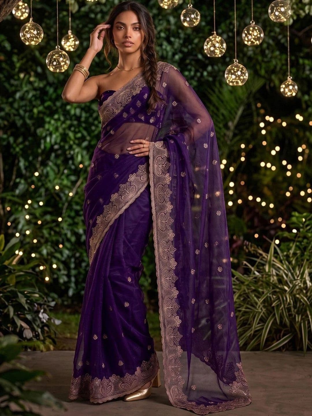 SAARA Embellished Embroidered Saree - view 1