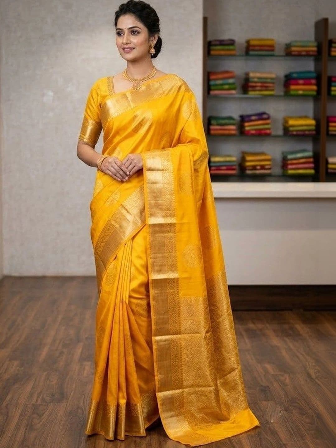 clotheva Woven Design Zari Art Silk Banarasi Saree - view 1