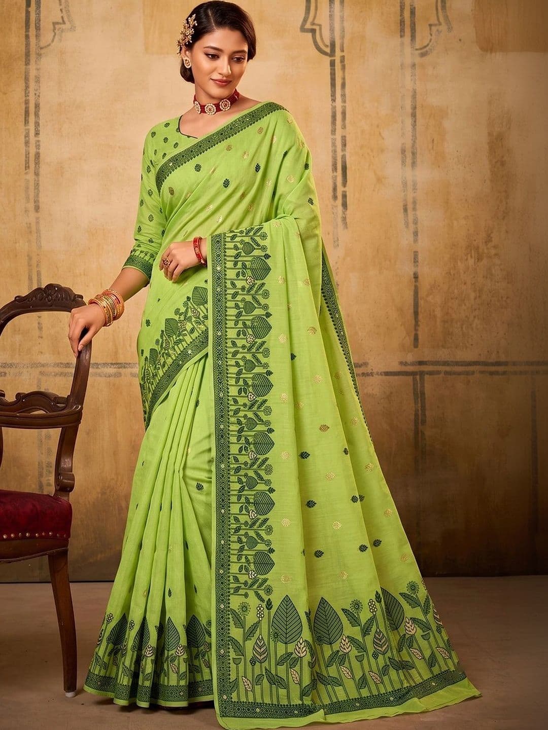 all about you Floral Zari Designer Saree - view 1