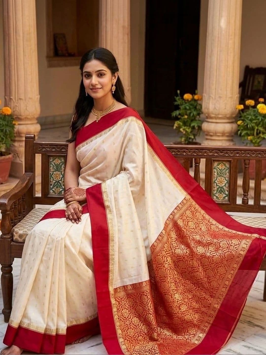 SILK HERITAGE Woven Design Zari Art Silk Saree thumbnail 4