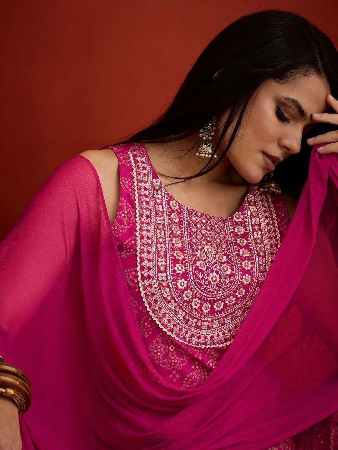 Stylum Women Ethnic Motifs Printed Regular Thread Work Kurta with Patiala & With Dupatta thumbnail 7