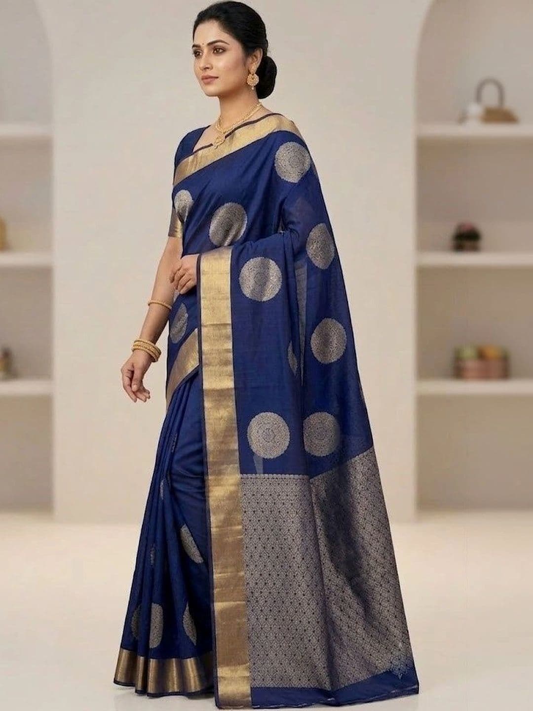 THE AQUARIUS Woven Design Zari Art Silk Banarasi Saree thumbnail 5