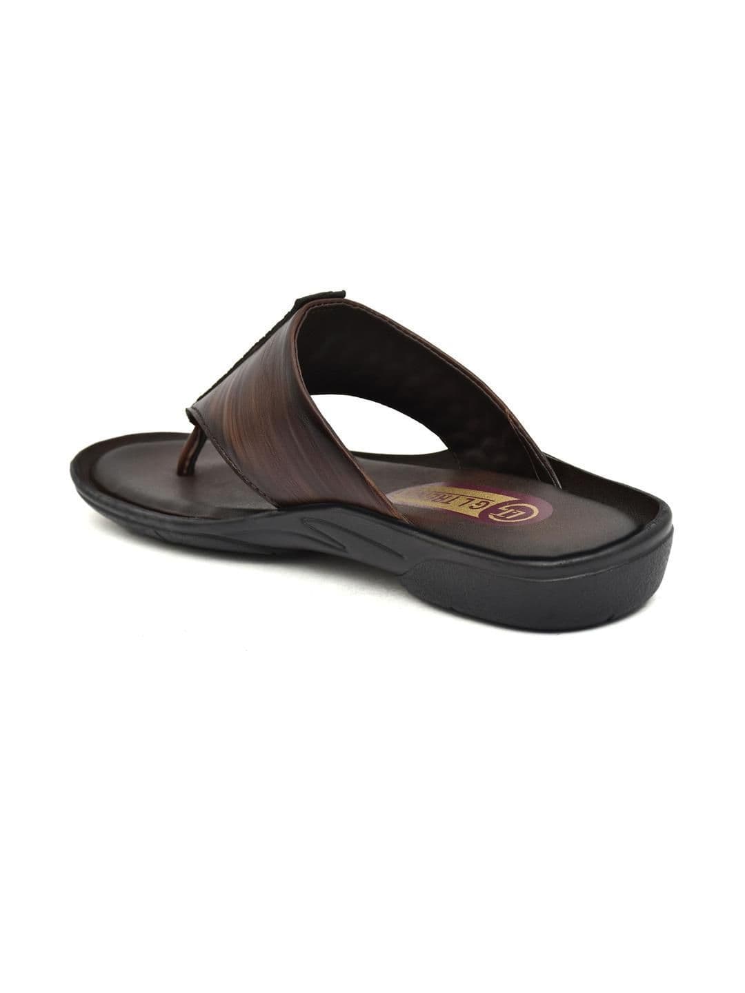 G L Trend Men's Brown Textured Comfort Thong Sandals with Adjustable Strap thumbnail 4